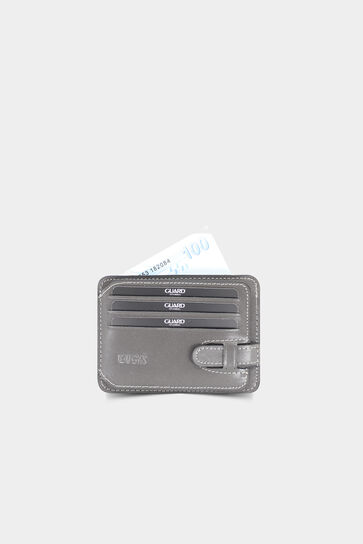 Diga Gray Horizontal Leather Card Holder / Business Card Holder - Thumbnail