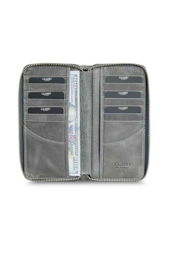 Guard Antique Gray Zippered Portfolio Wallet