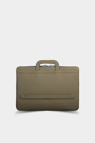 Guard Khaki Green Leather Briefcase and Laptop Bag - Thumbnail