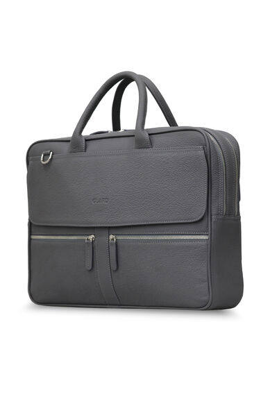 Guard Anthracite Mega Size Laptop Entry Genuine Leather Briefcase - Thumbnail