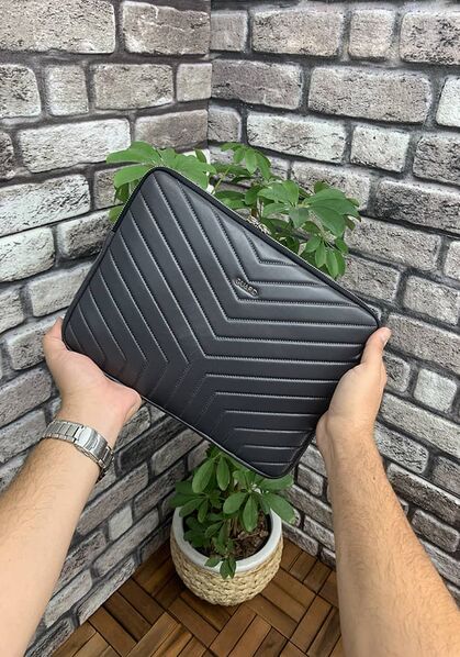 Guard Anthracite Triangle Pattern Clutch Bag - Thumbnail