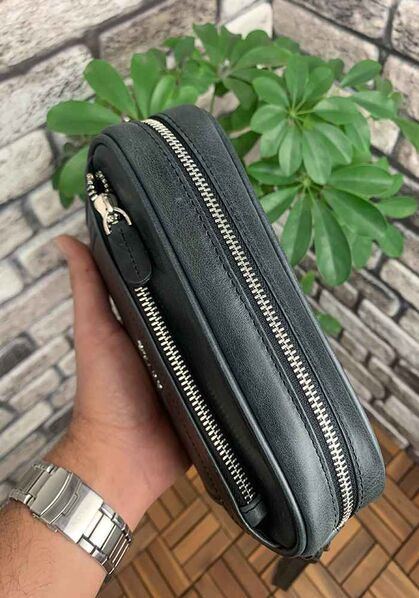 Guard Antique Black Genuine Leather Combination Lock Handbag - Thumbnail