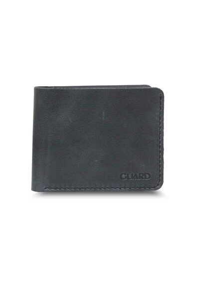 Guard Antique Black Handmade Leather Men's Wallet - Thumbnail