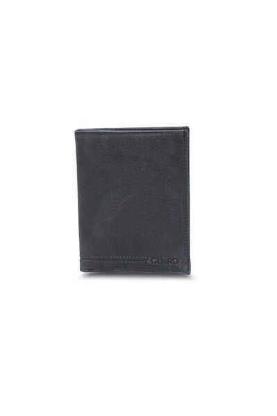 Guard Antique Black Leather Men's Wallet with Hidden Card Holder - Thumbnail