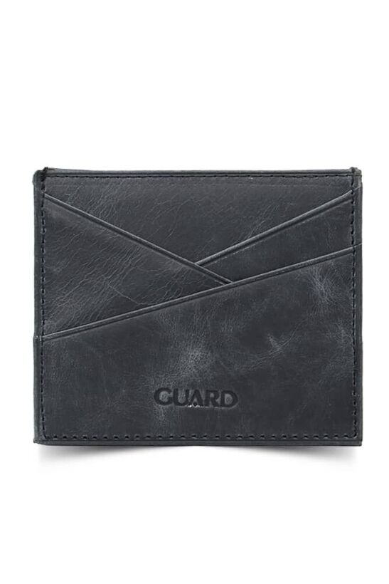 Guard Antique Black Leather Card Holder