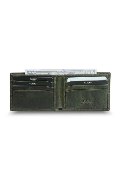 Guard Antique Green Slim Classic Leather Men's Wallet - Thumbnail