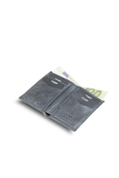 Guard Antique Black Slim Mini Leather Men's Wallet - Thumbnail