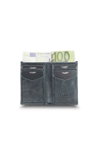 Guard - Guard Antique Black Slim Mini Leather Men's Wallet (1)