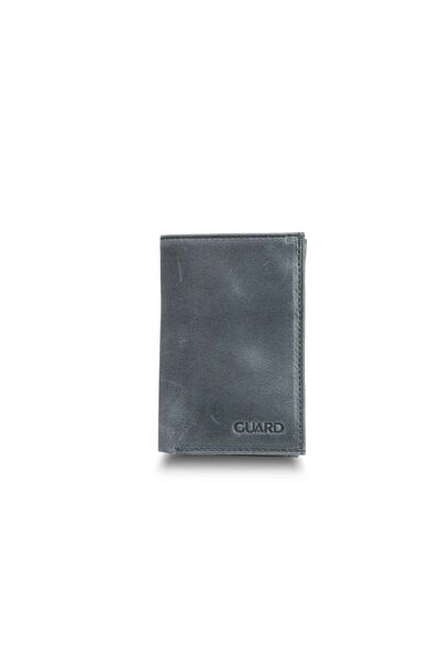 Guard Antique Black Slim Mini Leather Men's Wallet - Thumbnail