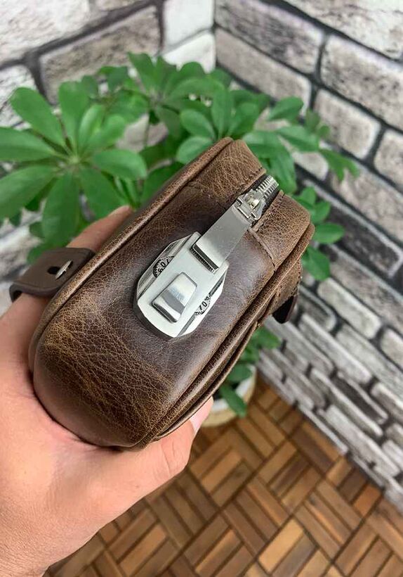 Guard Antique Brown Genuine Leather Combination Lock Handbag