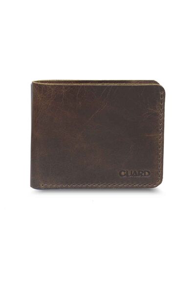 Guard Antique Brown Handmade Leather Men's Wallet - Thumbnail
