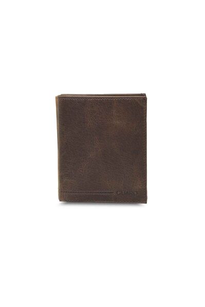 Guard Antique Brown Leather Men's Wallet with Hidden Card Holder - Thumbnail