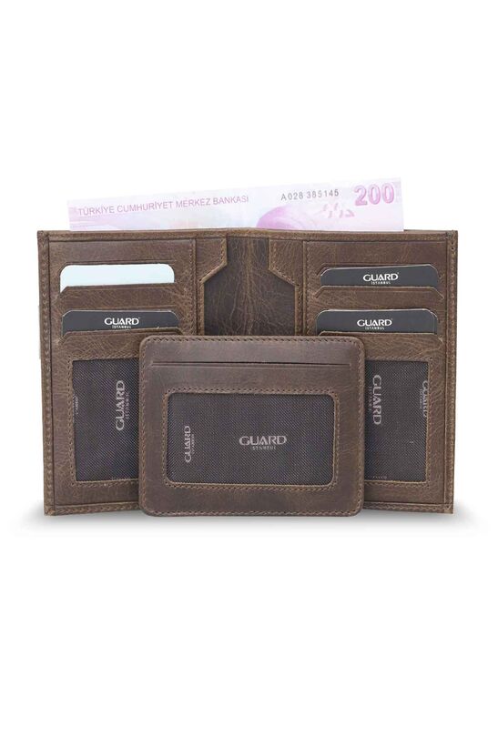 Guard Antique Brown Leather Men's Wallet with Hidden Card Holder
