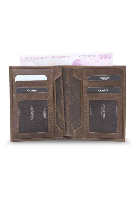 Guard Antique Brown Leather Men's Wallet with Hidden Card Holder