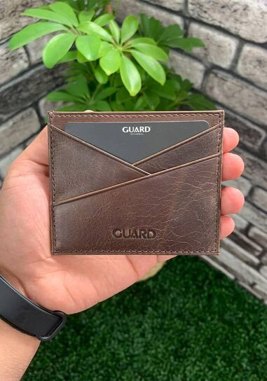 Guard Antique Brown Leather Card Holder - Thumbnail