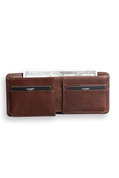 Guard - Guard Antique Brown Sport Special Stitching Patterned Leather Men's Wallet (1)