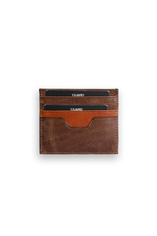 Guard Antique Brown - Tan Double Color Genuine Leather Card Holder