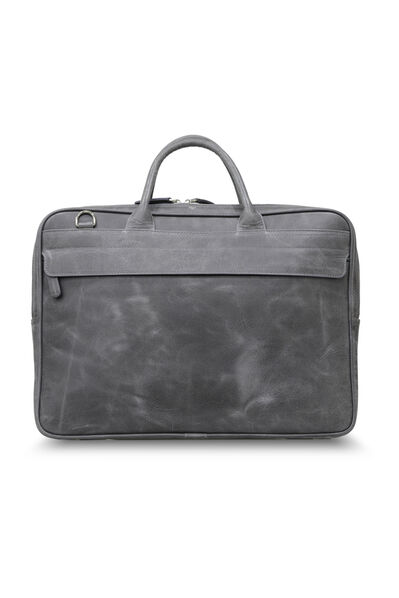 Guard Antique Gray Mega Size Genuine Leather Briefcase With Laptop Entry - Thumbnail