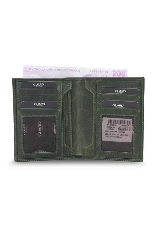Guard Antique Green Leather Men's Wallet with Hidden Card Holder