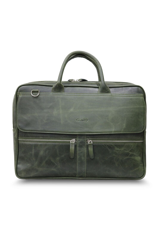Guard Antique Green Mega Size Genuine Leather Briefcase With Laptop Entry