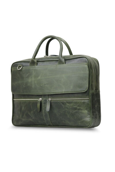 Guard - Guard Antique Green Mega Size Genuine Leather Briefcase With Laptop Entry (1)