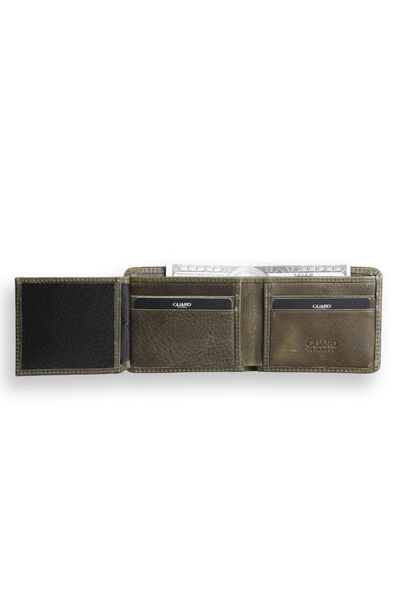 Guard - Guard Antique Green Sport Special Stitching Patterned Leather Men's Wallet (1)