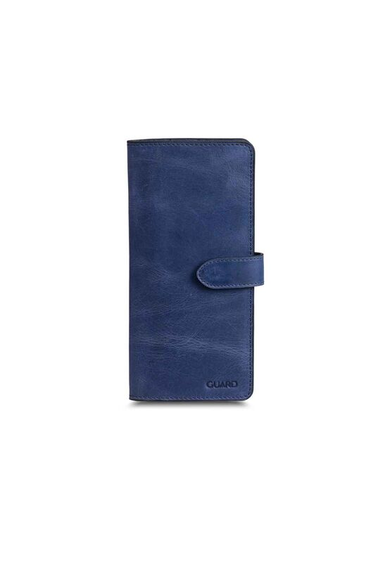 Guard Antique Navy Blue Leather Phone Wallet with Card and Money Compartment