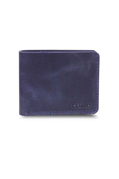 Guard Antique Navy Blue Handmade Leather Men's Wallet - Thumbnail