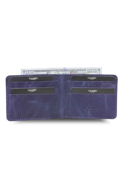Guard - Guard Antique Navy Blue Handmade Leather Men's Wallet (1)