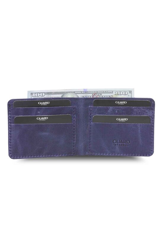 Guard Antique Navy Blue Handmade Leather Men's Wallet