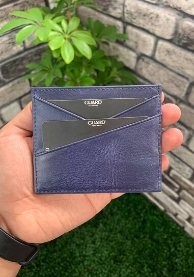 Guard Antique Navy Blue Genuine Leather Card Holder - Thumbnail