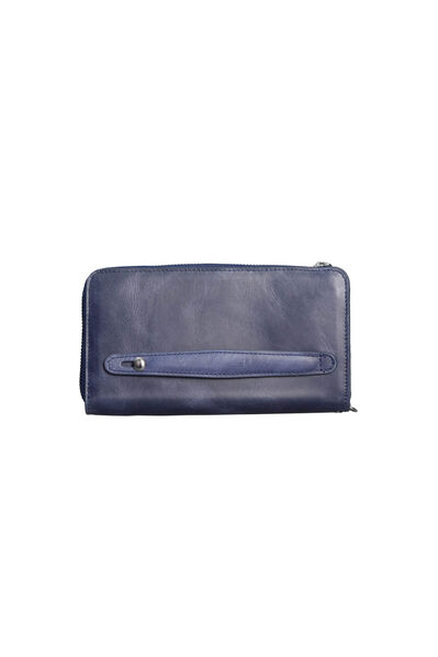 Guard Antique Navy Blue Multifunctional Genuine Leather Wallet and Clutch Bag - Thumbnail