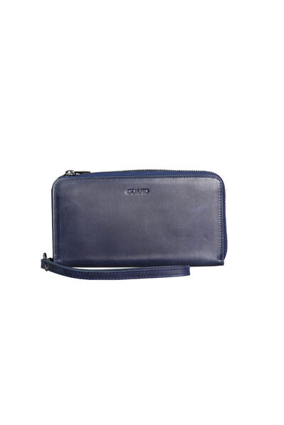 Guard Antique Navy Blue Multifunctional Genuine Leather Wallet and Clutch Bag - Thumbnail