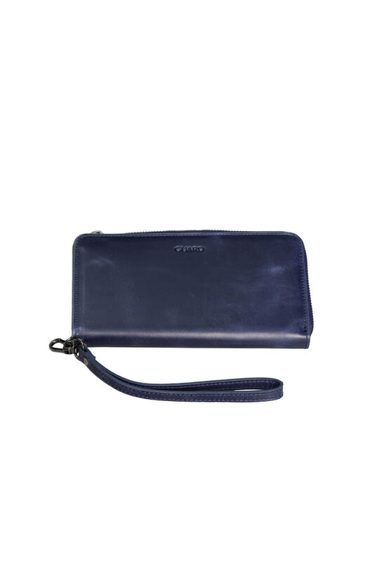 Guard Antique Navy Blue Multifunctional Genuine Leather Wallet and Clutch Bag