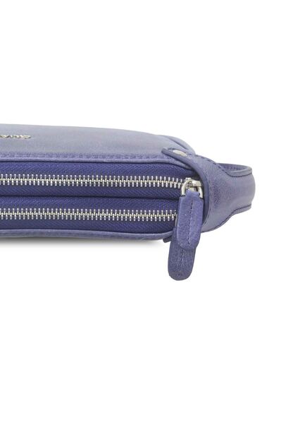 Guard Antique Navy Blue Unisex Double Zipper Clutch Bag - Thumbnail