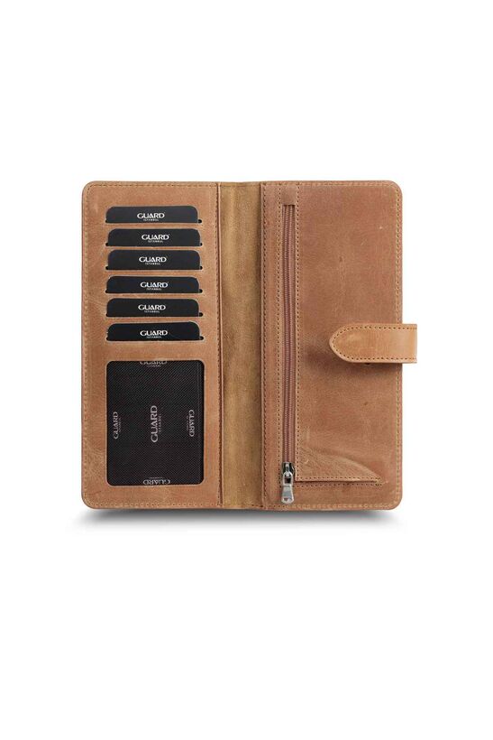 Guard Antique Taba Leather Phone Wallet with Card and Money Compartment