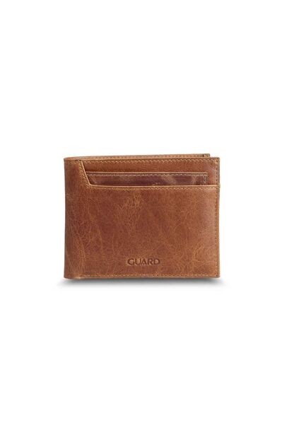 Guard Antique Tan Horizontal Leather Men's Wallet with Concealed Card Holder - Thumbnail