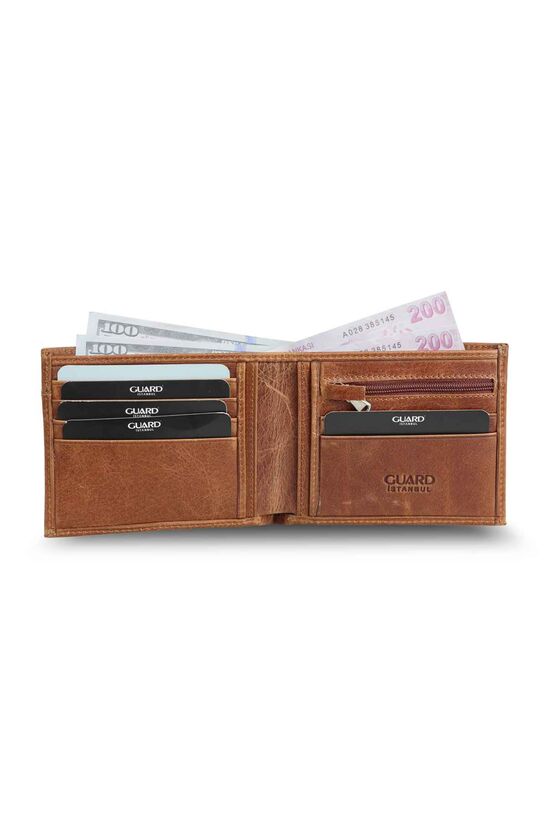 Guard Antique Tan Horizontal Leather Men's Wallet with Concealed Card Holder