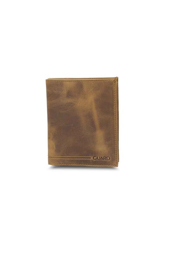 Guard Antique Tan Leather Men's Wallet with Hidden Card Holder