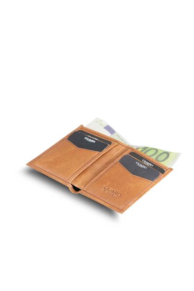 Guard Antique Tan Slim Mini Leather Men's Wallet - Thumbnail
