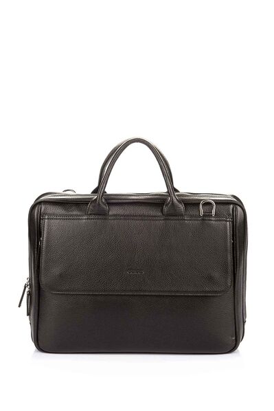 Guard Black 15.4 Inch Genuine Leather Briefcase With Laptop Compartment - Thumbnail