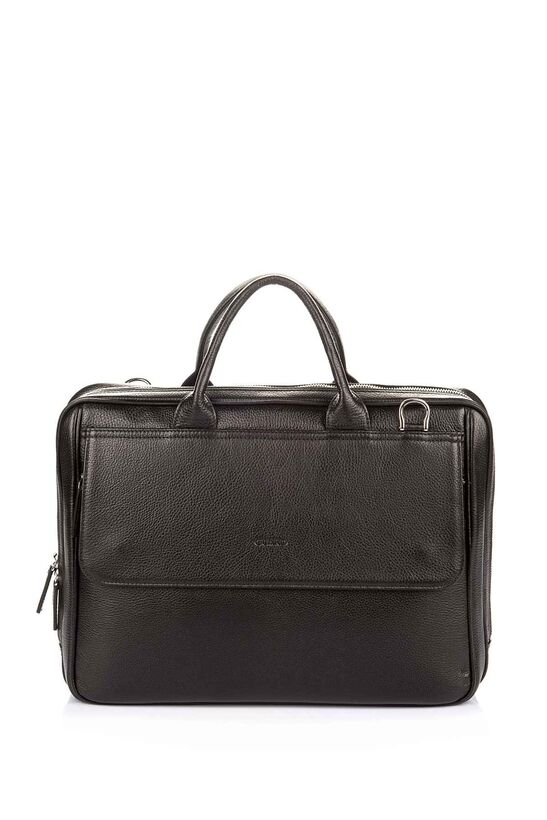 Guard Black 15.4 Inch Genuine Leather Briefcase With Laptop Compartment