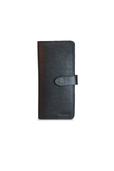 Guard Black Leather Phone Wallet with Card and Money Compartment - Thumbnail