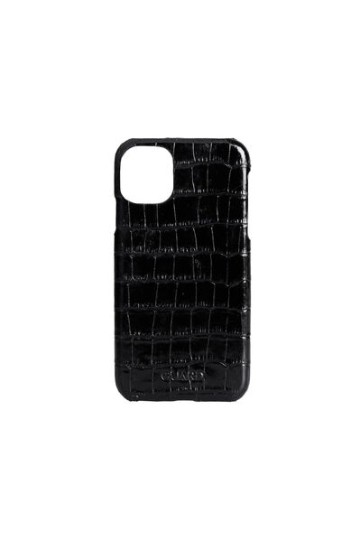 Guard Black Croco iPhone 11 Genuine Leather Phone Case - Thumbnail