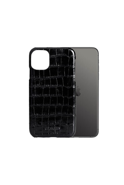 Guard Black Croco iPhone 11 Genuine Leather Phone Case - Thumbnail