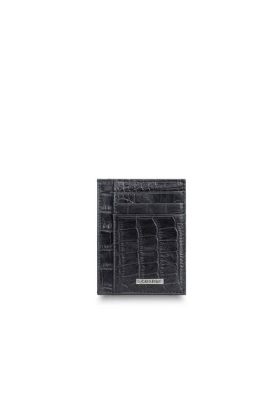 Guard Black Croco Print Leather Card Holder - Thumbnail