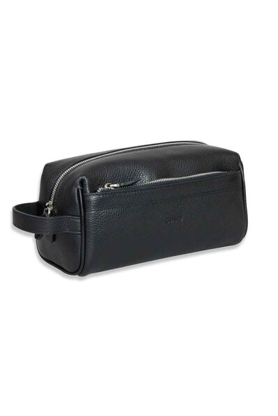 Guard Black Double Compartment Genuine Leather Unisex Handbag - Thumbnail
