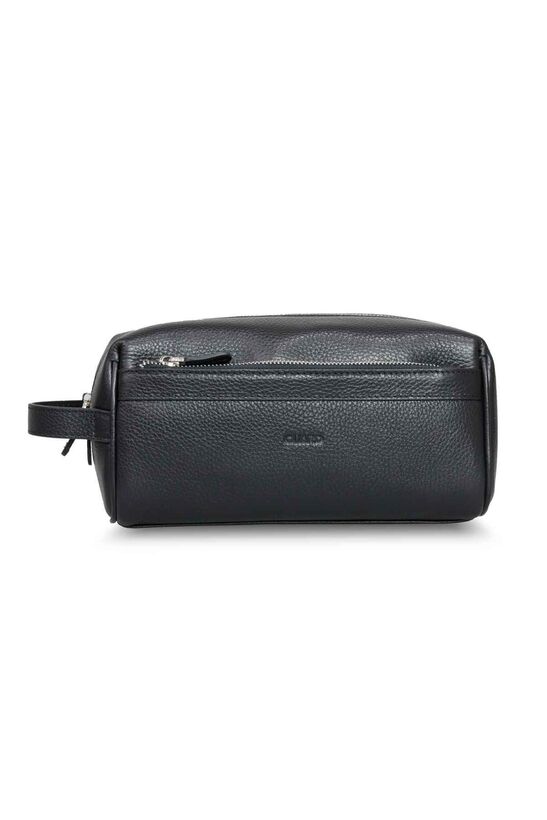Guard Black Double Compartment Genuine Leather Unisex Handbag
