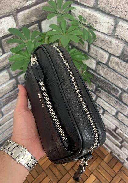 Guard Black Genuine Leather Combination Locked Handbag - Thumbnail