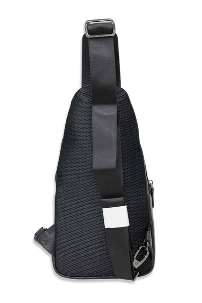 Guard Black Genuine Leather Crossbody Bag - Thumbnail